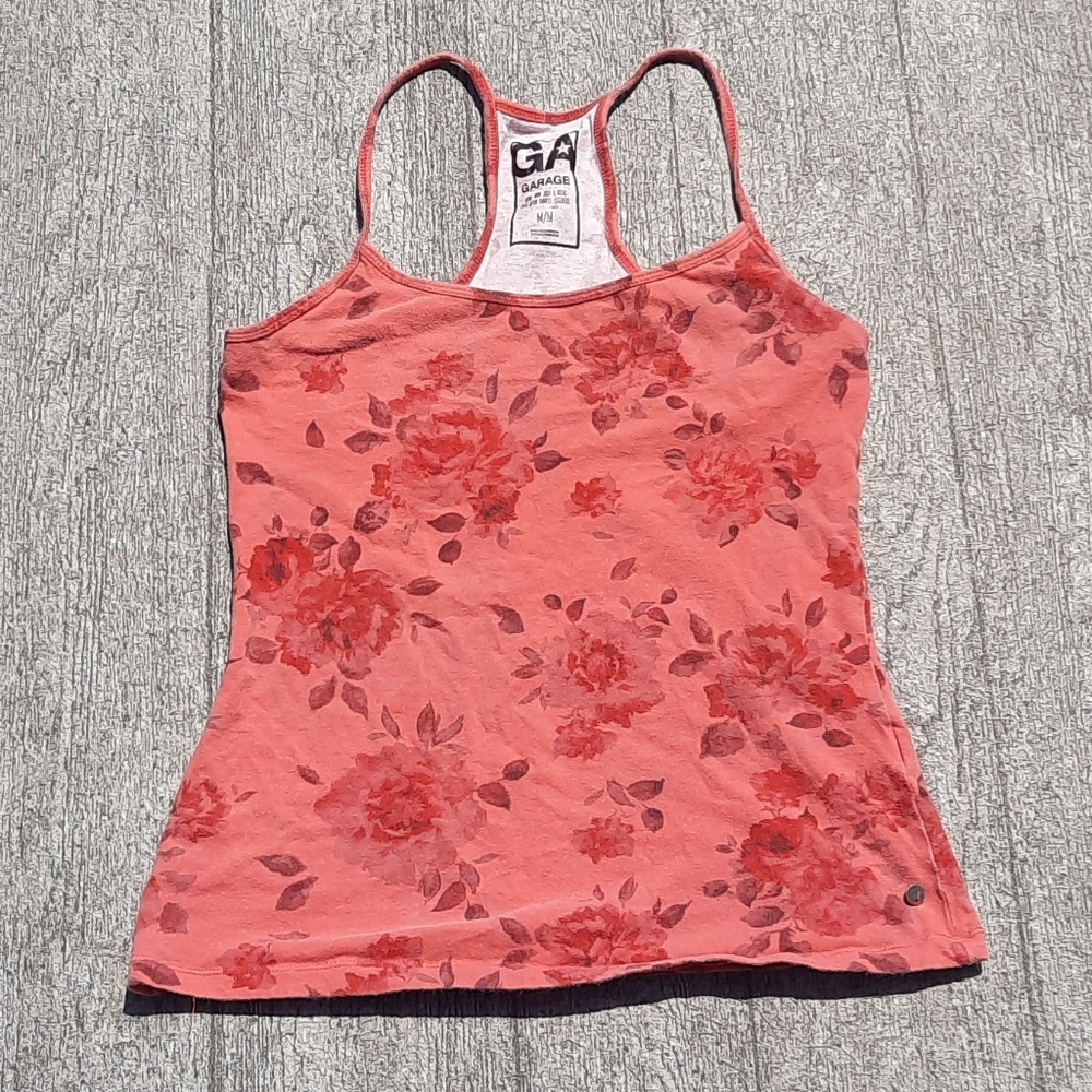 Garage flowered racer back tank M